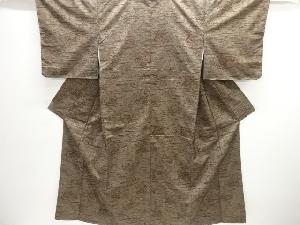 未使用品　流水に秋草模様織り出し手織り紬着物